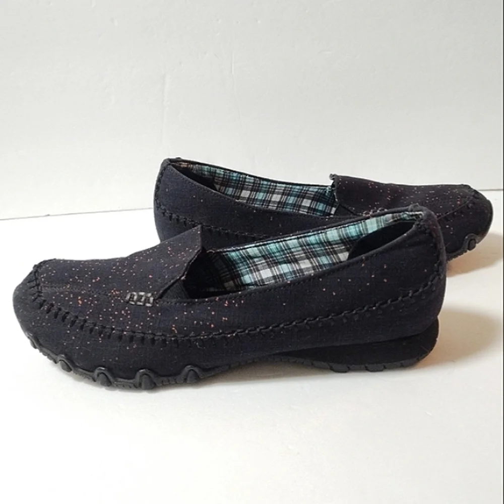 Womens Size 9 Skechers Bikers Cross Walk Shoes Slip On Black Canvas 48944